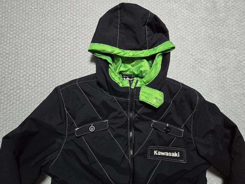 Kawasaki Black and Green Hooded Jacket with Logo Patch